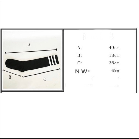 Long Socks 1 Pair Knee-High Striped Pattern Black & White Soccer Cute Anime - Picture 5 of 5